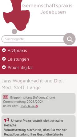 Vorschau der mobilen Webseite www.gemeinschaftspraxis-am-jadebusen.de, Gemeinschaftspraxis am Jadebusen