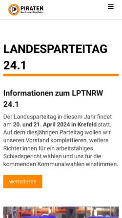 Vorschau der mobilen Webseite www.piratenpartei-nrw.de, Piratenpartei - Landtagsfraktion NRW