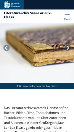 Vorschau der mobilen Webseite literaturarchiv.sulb.uni-saarland.de, Literaturarchiv Saar-Lor-Lux-Elsass
