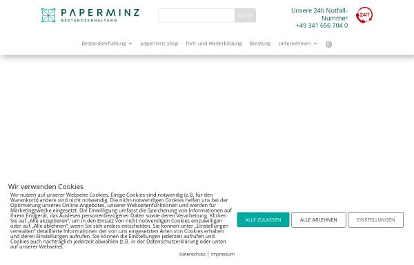 Vorschau von paperminz.de, Paperminz Bestandserhaltung GmbH