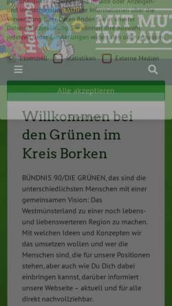 Vorschau der mobilen Webseite www.gruene-kreis-borken.de, Bündnis 90/Die Grünen, Kreisverband Borken