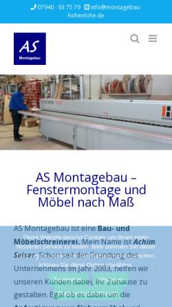 Vorschau der mobilen Webseite www.montagebau-hohenlohe.de, AS Montagebau und Innenausbau Hohenlohe