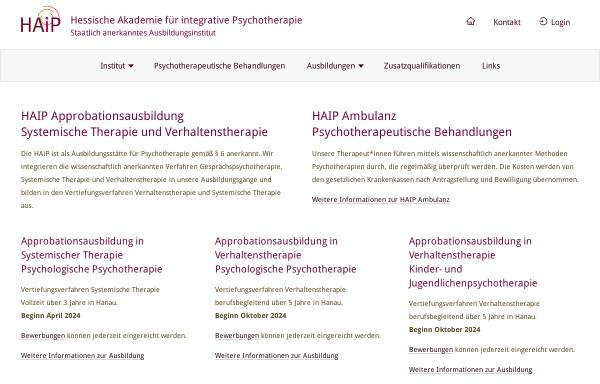 Vorschau von www.haip-ausbildung.de, Hessische Akademie für integrative Psychotherapie