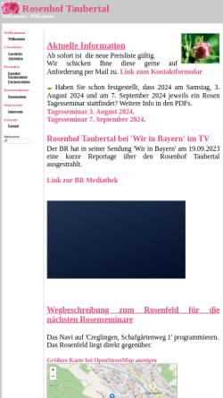 Vorschau der mobilen Webseite www.rosenhof-taubertal.de, Rosenhof Taubertal