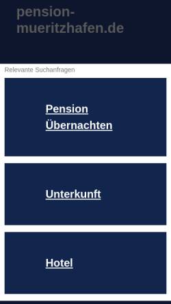 Vorschau der mobilen Webseite www.pension-mueritzhafen.de, Hotels und Pensionen in Waren (Müritz)
