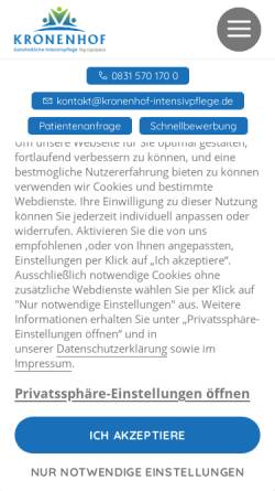 Vorschau der mobilen Webseite www.kronenhof-intensivpflege.de, Kronenhof Intensivpflege