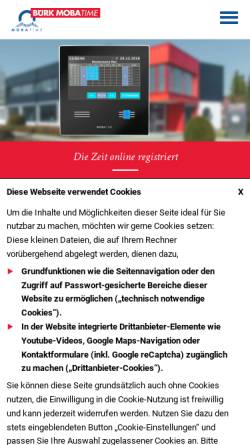 Vorschau der mobilen Webseite www.buerk-mobatime.de, Bürk Mobatime GmbH