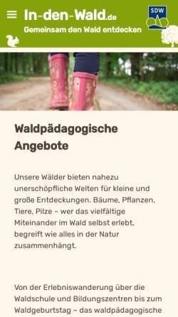 Vorschau der mobilen Webseite in-den-wald.de, In den Wald!