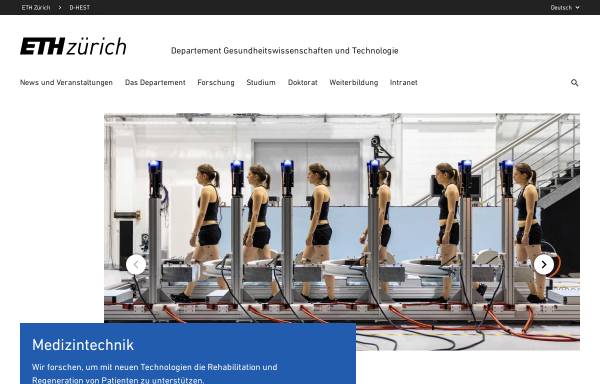 Vorschau von www.hest.ethz.ch, Departement Gesundheitswissenschaften und Technologie der ETH Zürich