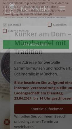 Vorschau der mobilen Webseite www.kuenker-numismatik.de, Künker Numismatik AG