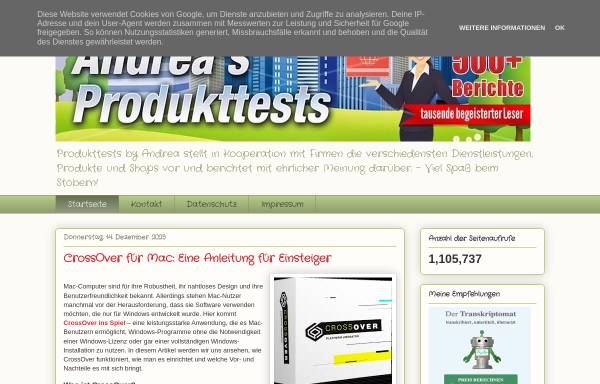 Vorschau von www.andreas-produkttests.de, Andrea´s Produkttests