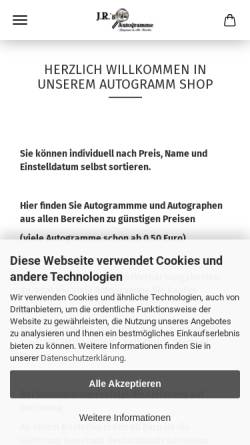 Vorschau der mobilen Webseite www.jrautogramme.de, J.R.`s Autogramme, Jörg Riess