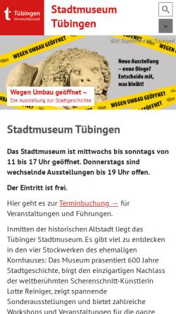 Vorschau der mobilen Webseite www.tuebingen.de, Stadtmuseum