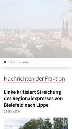 Vorschau der mobilen Webseite www.linksfraktion-bielefeld.de, Die Linke., Ratsfraktion Bielefeld