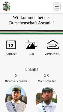 Vorschau der mobilen Webseite www.burschenschaft-ascania.de, Burschenschaft Ascania zu Friedberg