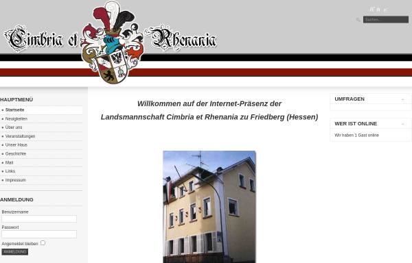 Vorschau von www.cimbria-et-rhenania.de, Landsmannschaft Cimbria et Rhenania zu Friedberg