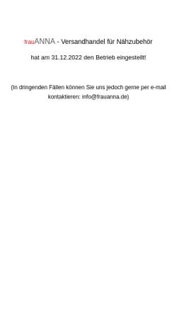 Vorschau der mobilen Webseite www.frauanna.de, frauANNA - Kurzwaren und Nähzubehör