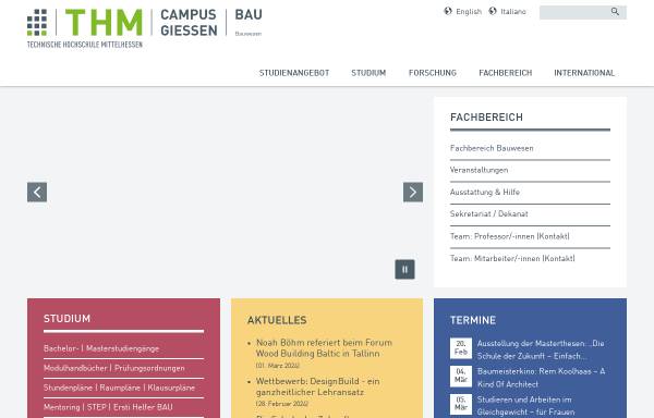 Vorschau von www.thm.de, Fachbereich Bauwesen der Technischen Hochschule Mittelhessen