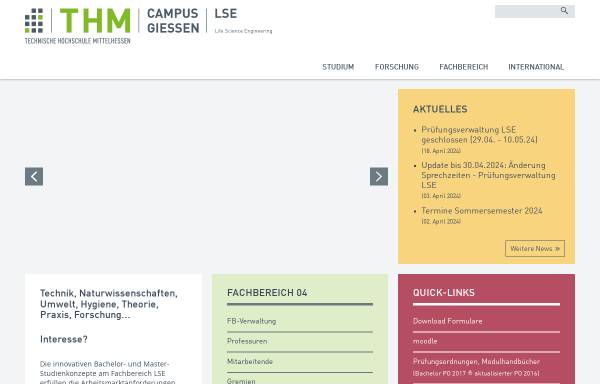Vorschau von www.thm.de, Fachbereich Krankenhaus- und Medizintechnik, Umwelt- und Biotechnologie (KMUB) der Technischen Hochschule Mittelhessen
