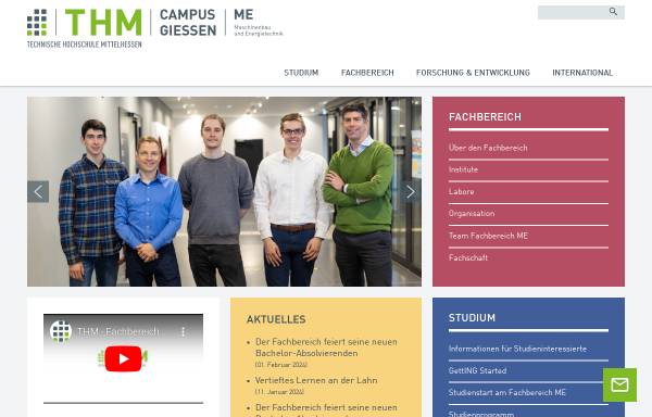 Vorschau von www.thm.de, Fachbereich Maschinenbau und Energietechnik der Technischen Hochschule Mittelhessen