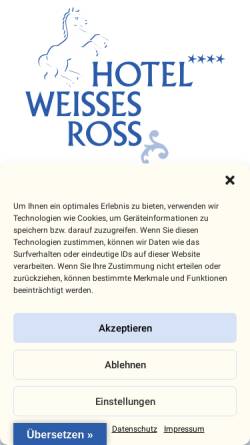 Vorschau der mobilen Webseite www.hotelweissesross.de, Hotel-Weisses-Ross.eu