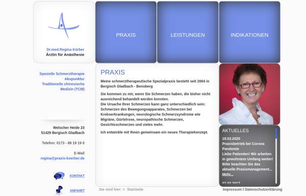 Vorschau von www.praxis-koerber.de, Praxis für Schmerztherapie Dr. Körber