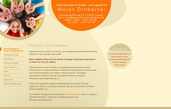 Vorschau von www.psychotherapie-dittberner.de, Psychotherapeutische Praxis für Kinder- und Jugendliche