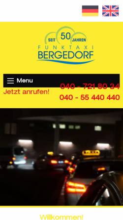 Vorschau der mobilen Webseite www.funktaxi-bergedorf.de, Funktaxi-Bergedorf eG