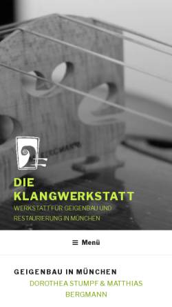 Vorschau der mobilen Webseite www.die-klang-werkstatt.de, Die Klangwerkstatt, Geigenbau