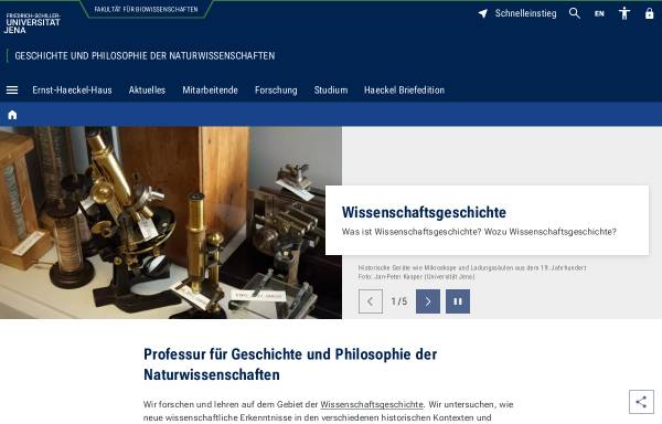 Vorschau von www.ehh.uni-jena.de, Institut für Geschichte der Medizin, Naturwissenschaft und Technik