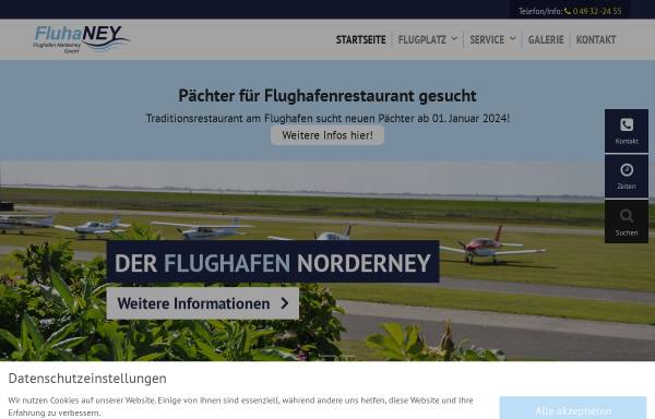 Vorschau von flughafen-norderney.de, Flugplatz Norderney - Flughafen Norderney GmbH