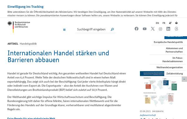 Vorschau von www.bmwi.de, Bundesministerium für Wirtschaft und Technologie