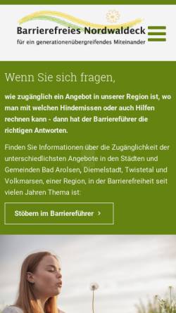 Vorschau der mobilen Webseite barrierefreies-nordwaldeck.de, Barrierefreies Nordwaldeck mit Bad Arolsen