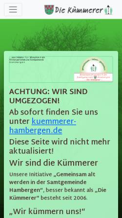 Vorschau der mobilen Webseite www.die-kuemmerer.info, Die Kümmerer - Alt werden in der Samtgemeinde Hambergen