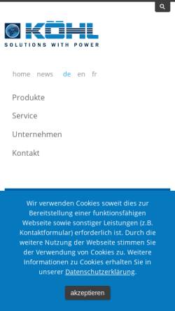 Vorschau der mobilen Webseite www.koehl.eu, Köhl AG