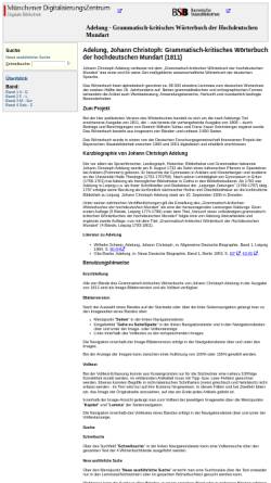Vorschau der mobilen Webseite lexika.digitale-sammlungen.de, J.C. Adelung: Grammatisch-kritisches Wörterbuch der Hochdeutschen Mundart [1]