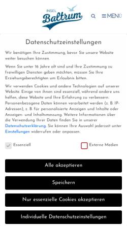 Vorschau der mobilen Webseite www.baltrum.de, Gemeinde- und Kurverwaltung Nordseeheilbad Insel Baltrum