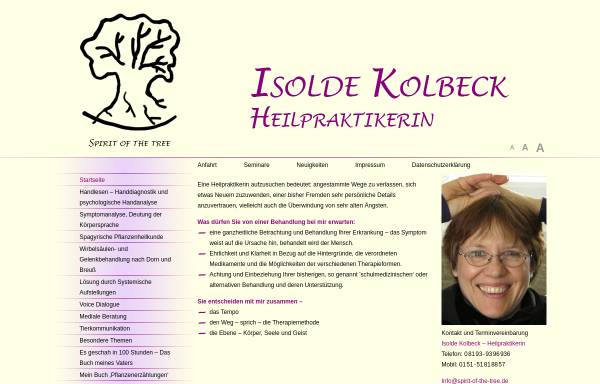 Vorschau von www.spirit-of-the-tree.de, Isolde Kolbeck