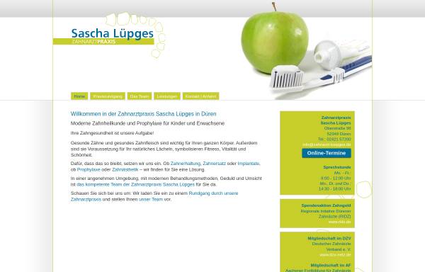 Vorschau von www.zahnarzt-dueren-luepges.de, Zahnarztpraxis Sascha Lüpges