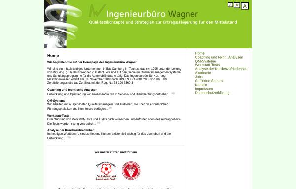 Vorschau von www.ibwagner.com, Klaus Wagner, Ingenieurbüro für das Kfz.- und Maschinenwesen