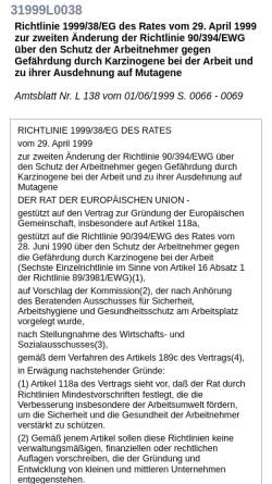 Vorschau der mobilen Webseite eur-lex.europa.eu, Richtlinie 1999/38/EG