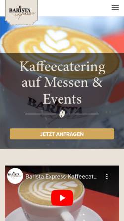 Vorschau der mobilen Webseite www.barista-express.de, Kaffeecatering mit Latte Art