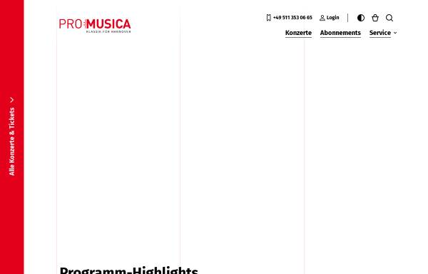 Vorschau von www.promusica-hannover.de, Pro:Musica Hannover - Pro Musica Veranstaltungs-GmbH & Co.