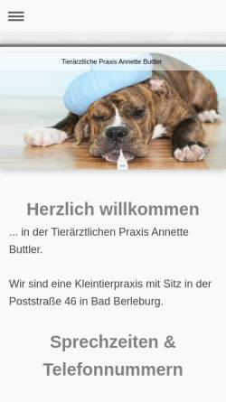 Vorschau der mobilen Webseite tierarzt-buttler.de, Tierärztliche Praxis Annette Buttler