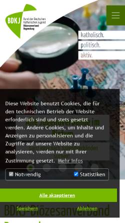 Vorschau der mobilen Webseite www.bdkj-regensburg.de, BDKJ Diözesanverband Regensburg