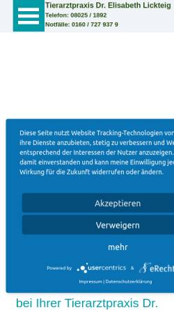 Vorschau der mobilen Webseite www.team-tier.de, Dr. med. vet. Elisabeth Lickteig