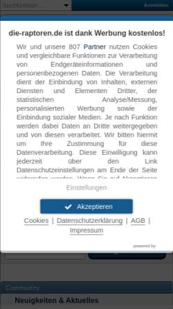 Vorschau der mobilen Webseite www.die-raptoren.de, Die Raptoren