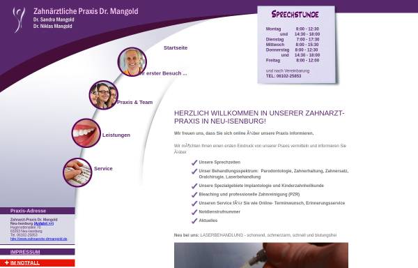 Vorschau von www.zahnaerzte-drmangold.de, Zahnarzt Dr. Niklas & Dr. Sandra Mangold