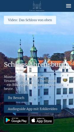 Vorschau der mobilen Webseite schloss-ahrensburg.de, Schloss Ahrensburg