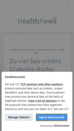 Vorschau der mobilen Webseite healthnewsnet.de, Helthnewsnet